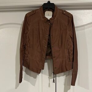 Hei Hei Brown Faux Leather Moto Jacket Size M